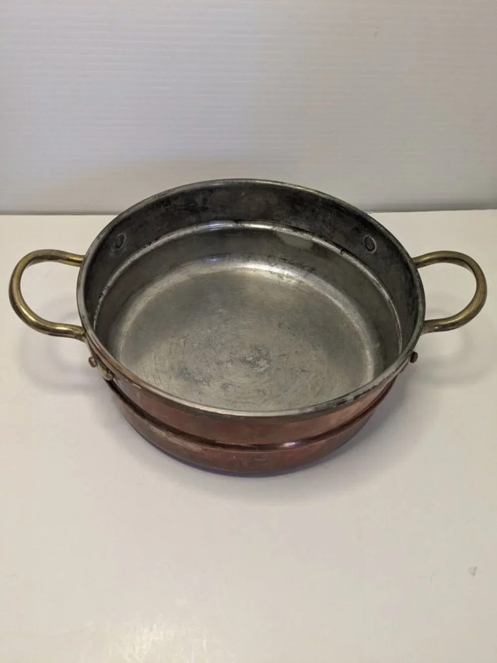 Vintage Copper & Brass Bowl  Handles - 6.5